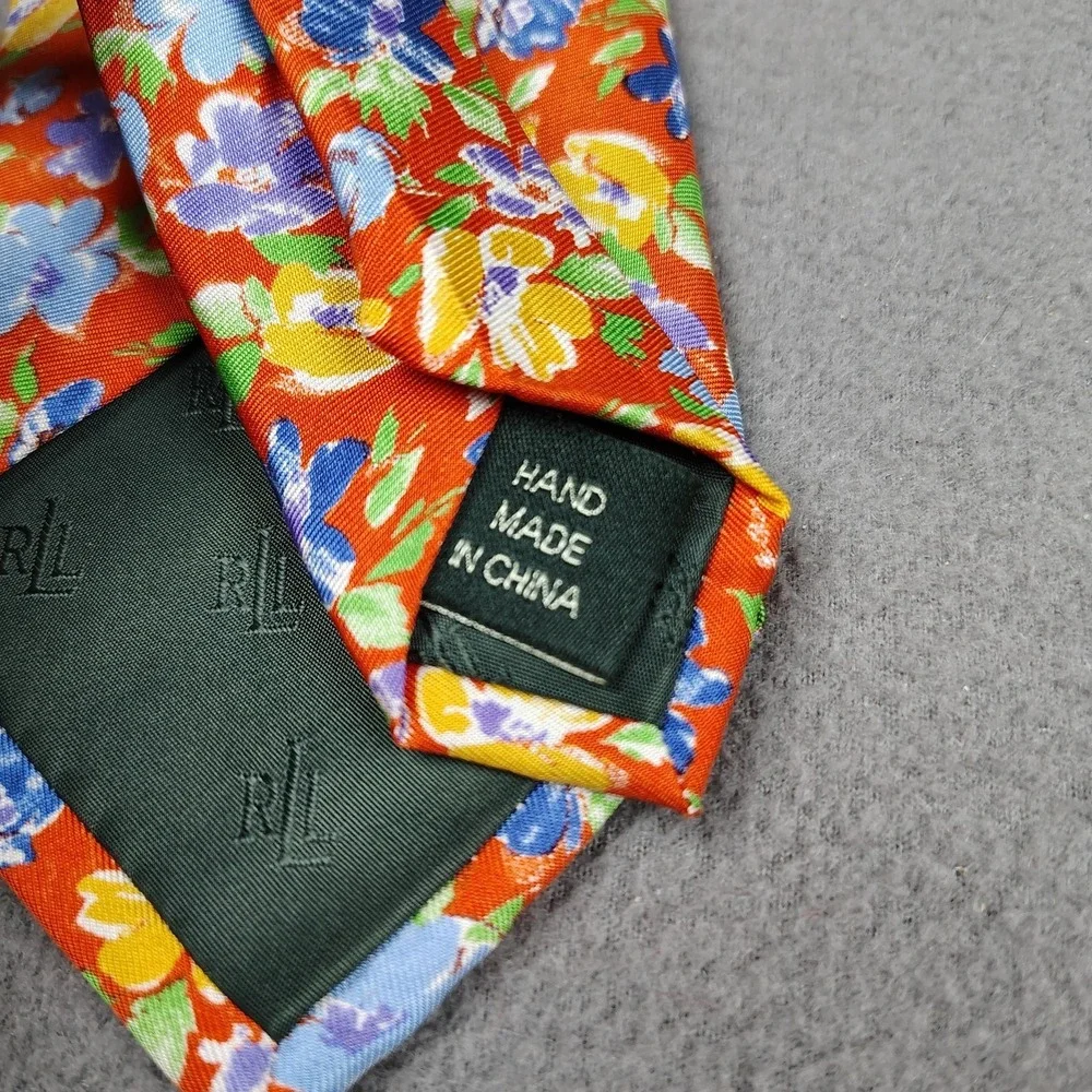Lauren Ralph Lauren 100% Silk Neck Tie Multicolor Floral Hand Made 58